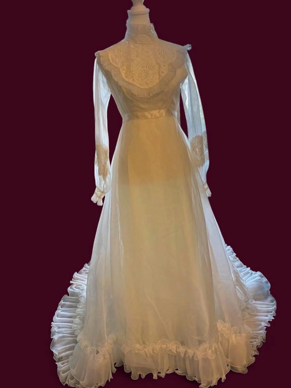 Vintage 70s 80s Bridal Creations Victorian Prairie Wedding Dress